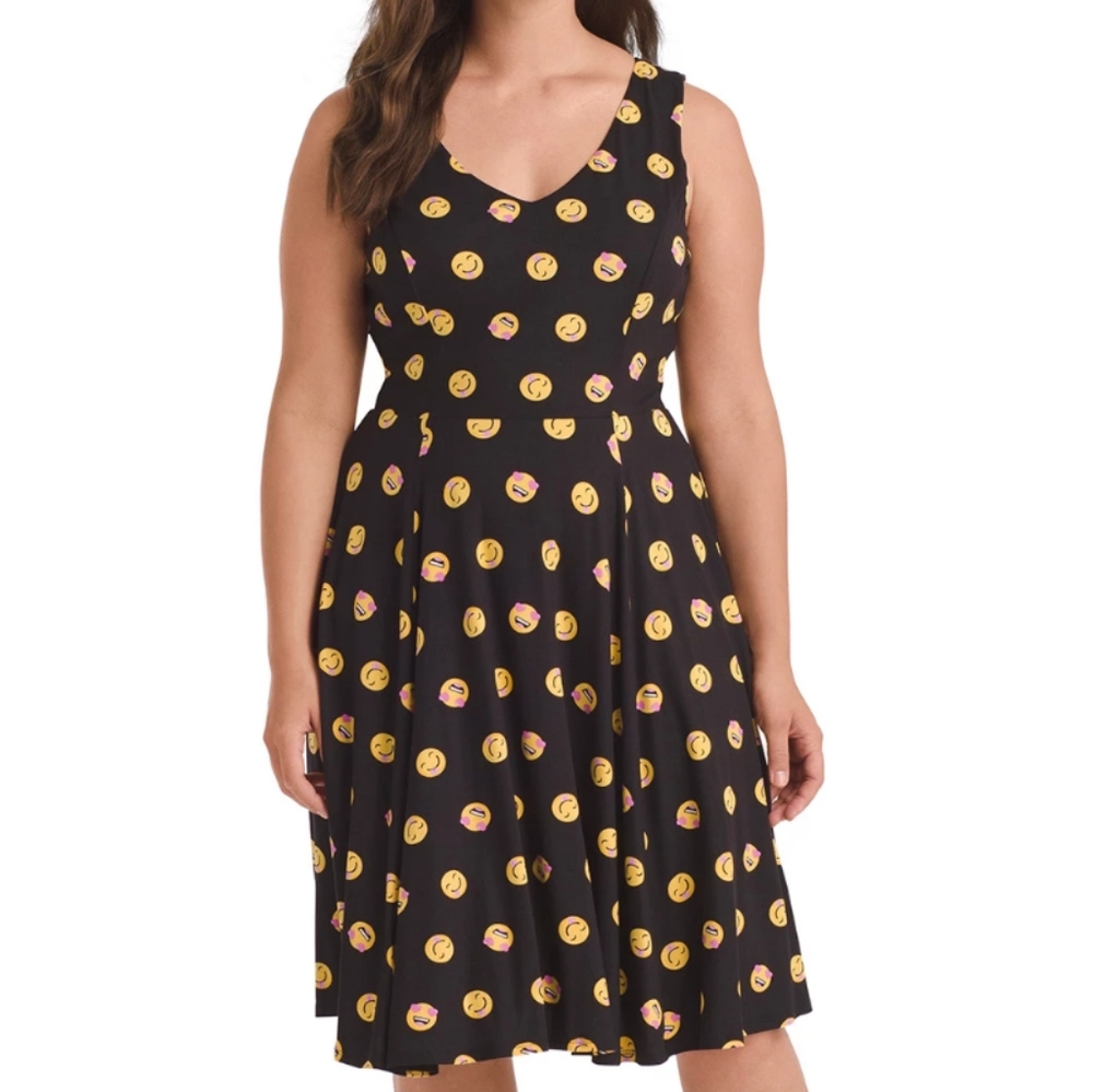 Eva Rose Emoji Dress A-line black yellow